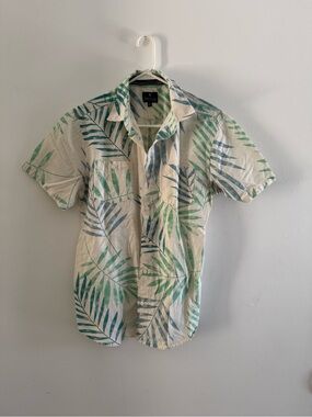 Roark Revival Men's Short-Sleeve Tropical Print Button-Down Shirt - Green/Blue